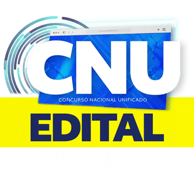 Imagem de um edital do Concurso Nacional Unificado (CNU) em formato digital, destacando em letras grandes a palavra 'EDITAL' e elementos tecnológicos ao fundo. Imagem de um edital do Concurso Nacional Unificado (CNU) em formato digital, destacando em letras grandes a palavra 'EDITAL' e elementos tecnológicos ao fundo.