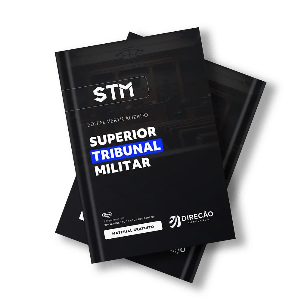 Capa do material gratuito sobre o Superior Tribunal Militar com foco no edital verticalizado, ideal para candidatos a concursos.